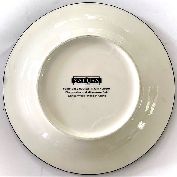 Sakura Farmhouse Rooster Earthenware Dinner Plates - Set of 2 - Picture 5 of 6